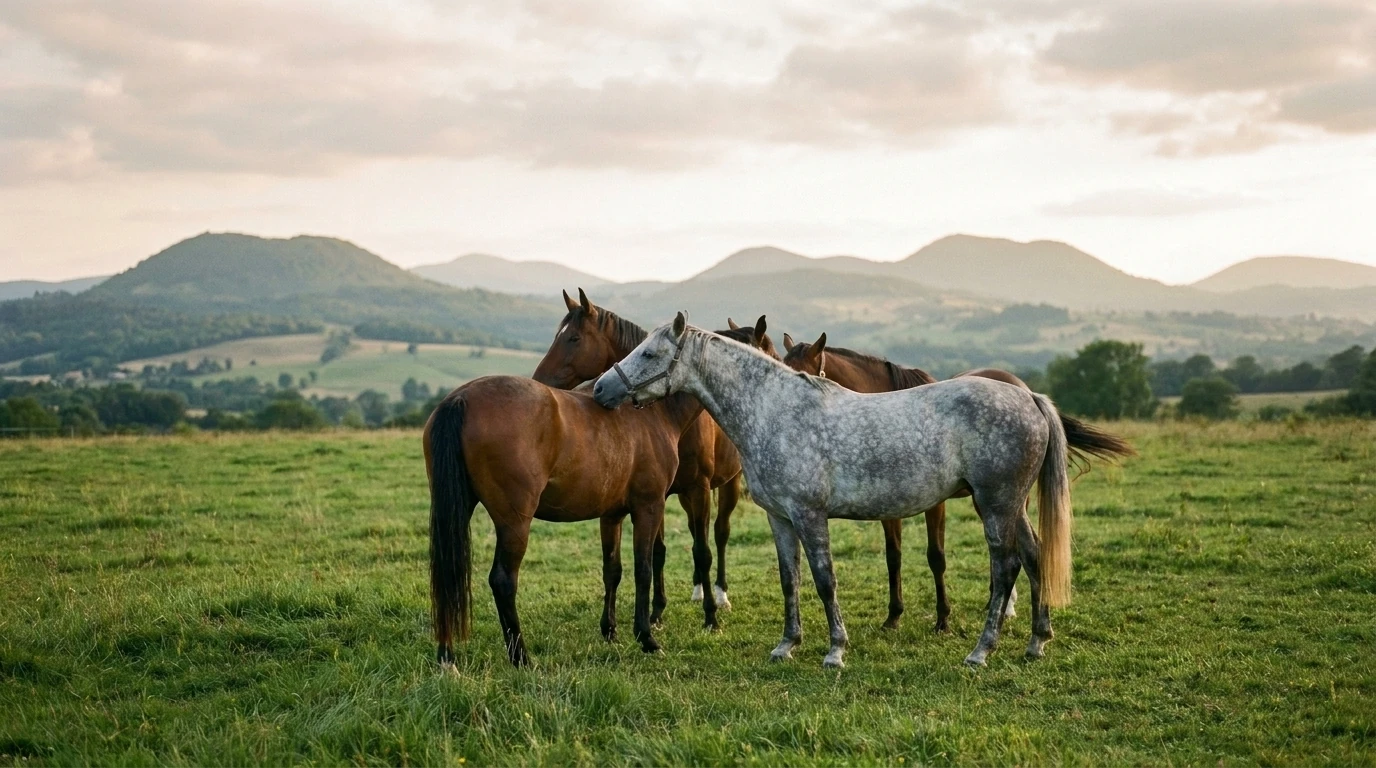 Les chevaux du FERME EQUESTRE DE CANTALES en liberté, Cantal